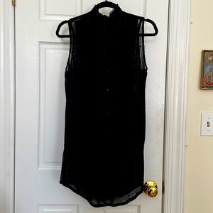 Black, lace, see through, sleeveless mock neck blouse - Anthropologie